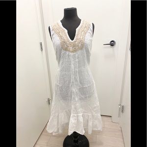 Golden v collar dress